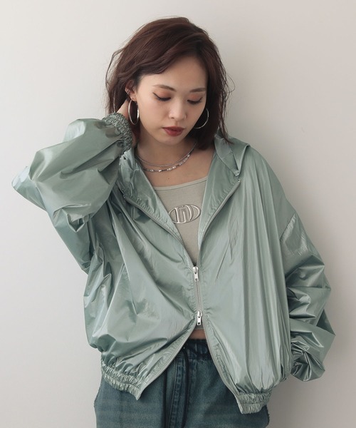 EGOIST（エゴイスト）の「EGOISTメタリックアウター（ブルゾン・レディース・ミント・FREE）」の4枚目の写真