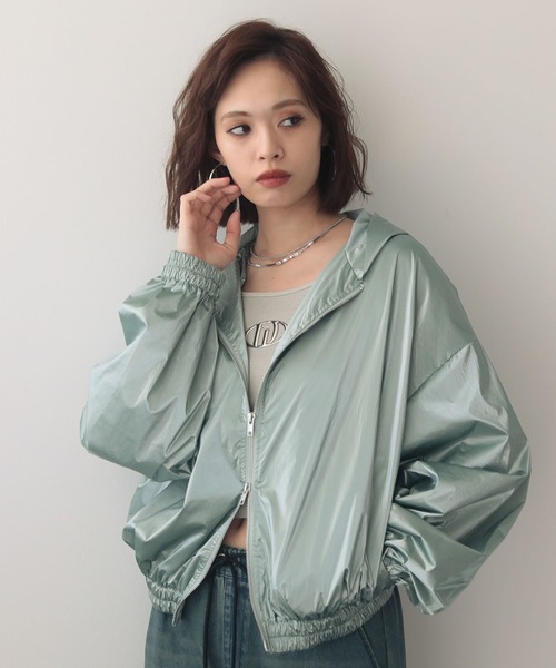 EGOIST（エゴイスト）の「EGOISTメタリックアウター（ブルゾン・レディース・ミント・FREE）」の5枚目の写真