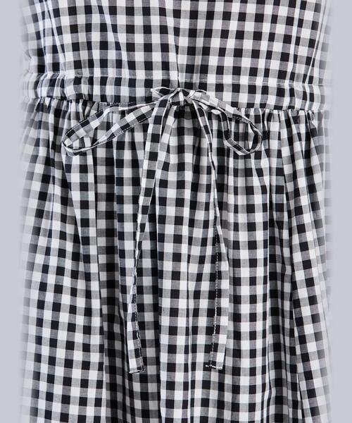 To b. by agnes b.（トゥービーバイアニエスベー）の「ギンガムチェック コットン ロング ワンピース（ワンピース・レディース・ブラック×ホワイト・36/38/40）」の4枚目の写真