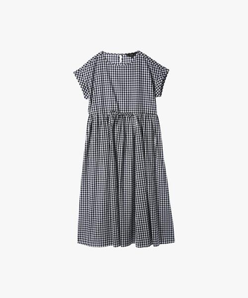 To b. by agnes b.（トゥービーバイアニエスベー）の「ギンガムチェック コットン ロング ワンピース（ワンピース・レディース・ブラック×ホワイト・36/38/40）」の5枚目の写真