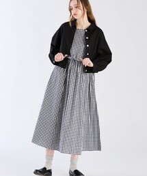 ギンガムチェック コットン ロング ワンピース