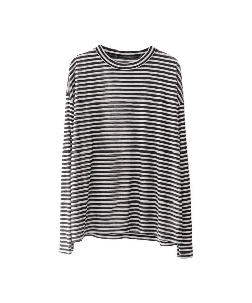 aquagarage(アクアガレージ)の「シアーボーダーカットソー(Tシャツ/カットソー・レディース・ネイビー/ブラック/グレー・M)」の16枚目の写真