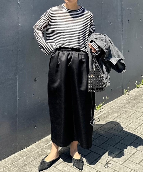 aquagarage(アクアガレージ)の「シアーボーダーカットソー(Tシャツ/カットソー・レディース・ネイビー/ブラック/グレー・M)」の20枚目の写真