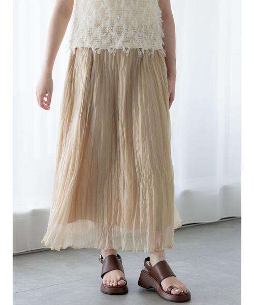 Te chichi TERRASSE（テチチテラス）の「シャイニークリンクルスカート《2025spring catalog item》（スカート・レディース・ベージュ/パープル/グレー・F）」の2枚目の写真