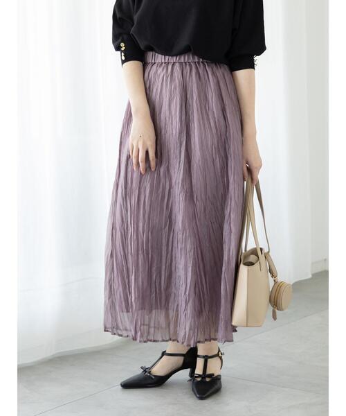 Te chichi TERRASSE（テチチテラス）の「シャイニークリンクルスカート《2025spring catalog item》（スカート・レディース・ベージュ/パープル/グレー・F）」の3枚目の写真