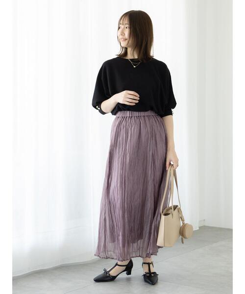 Te chichi TERRASSE（テチチテラス）の「シャイニークリンクルスカート《2025spring catalog item》（スカート・レディース・ベージュ/パープル/グレー・F）」の7枚目の写真