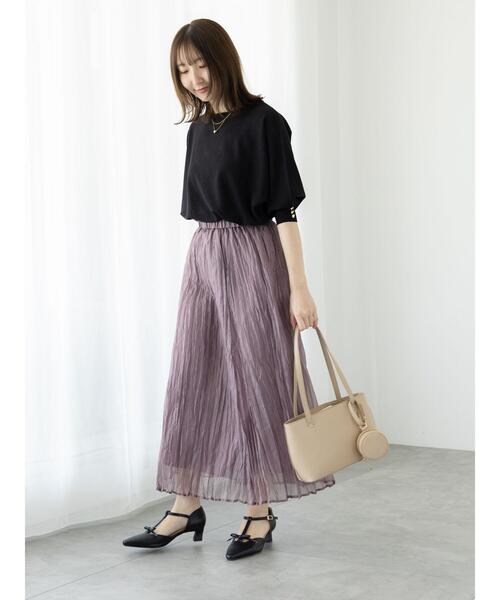 Te chichi TERRASSE（テチチテラス）の「シャイニークリンクルスカート《2025spring catalog item》（スカート・レディース・ベージュ/パープル/グレー・F）」の8枚目の写真