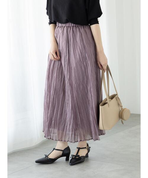 Te chichi TERRASSE（テチチテラス）の「シャイニークリンクルスカート《2025spring catalog item》（スカート・レディース・ベージュ/パープル/グレー・F）」の9枚目の写真