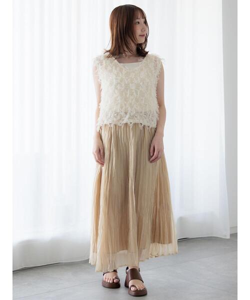 Te chichi TERRASSE（テチチテラス）の「シャイニークリンクルスカート《2025spring catalog item》（スカート・レディース・ベージュ/パープル/グレー・F）」の10枚目の写真