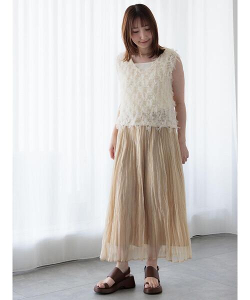 Te chichi TERRASSE（テチチテラス）の「シャイニークリンクルスカート《2025spring catalog item》（スカート・レディース・ベージュ/パープル/グレー・F）」の11枚目の写真