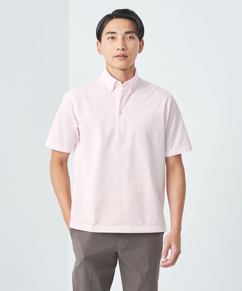green label relaxing（グリーンレーベルリラクシング）の「DUADRY CLEAN バーズアイ ボタンダウン ポロシャツ -吸水速乾・抗菌-（ポロシャツ・メンズ・ブラック/ライトブルー/ライトグレー/ブラウン/ネイビー/ライトピンク/ダークグレー/ダークグリーン/ダークブラウン・L/XL/S/M/XXL）」の9枚目の写真