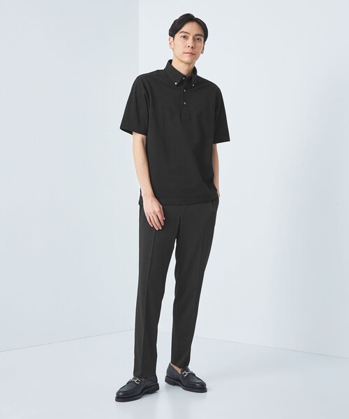 green label relaxing（グリーンレーベルリラクシング）の「DUADRY clean バーズアイ ボタンダウン ビズポロ ポロシャツ -吸水速乾・抗菌-（ポロシャツ・メンズ・ブラック/ライトブルー/ライトグレー/ブラウン/ネイビー/ライトピンク/ダークグレー/ダークグリーン/ダークブラウン/ライム・L/XL/S/M/XXL）」の14枚目の写真