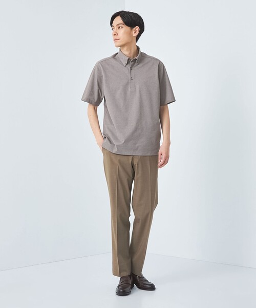 green label relaxing（グリーンレーベルリラクシング）の「DUADRY clean バーズアイ ボタンダウン ビズポロ ポロシャツ -吸水速乾・抗菌-（ポロシャツ・メンズ・ブラック/ライトブルー/ライトグレー/ブラウン/ネイビー/ライトピンク/ダークグレー/ダークグリーン/ダークブラウン/ライム・L/XL/S/M/XXL）」の20枚目の写真