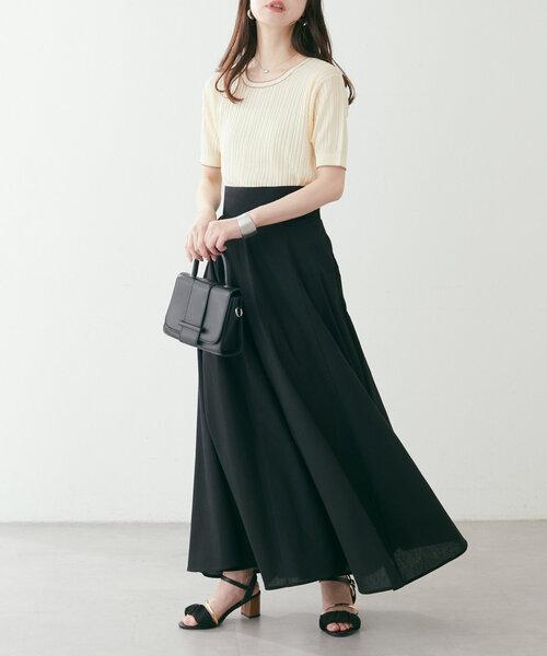 natural couture(ナチュラルクチュール)の「【WEB限定】配色ライン入りランダムリブプルオーバー(ニット/セーター・レディース・サックスブルー/ラベンダー/アイボリー/ネイビー・FREE)」の8枚目の写真