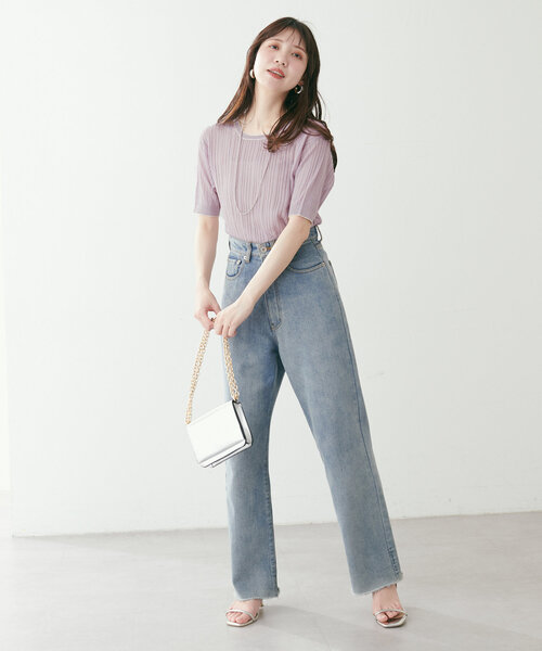 natural couture(ナチュラルクチュール)の「【WEB限定】配色ライン入りランダムリブプルオーバー(ニット/セーター・レディース・サックスブルー/ラベンダー/アイボリー/ネイビー・FREE)」の19枚目の写真