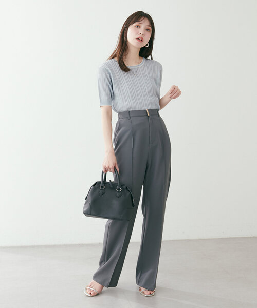 natural couture(ナチュラルクチュール)の「【WEB限定】配色ライン入りランダムリブプルオーバー(ニット/セーター・レディース・サックスブルー/ラベンダー/アイボリー/ネイビー・FREE)」の12枚目の写真