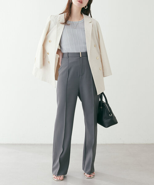 natural couture(ナチュラルクチュール)の「【WEB限定】配色ライン入りランダムリブプルオーバー(ニット/セーター・レディース・サックスブルー/ラベンダー/アイボリー/ネイビー・FREE)」の14枚目の写真