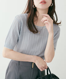 natural couture | 【WEB限定】配色ライン入りランダムリブプルオーバー(ニット/セーター)