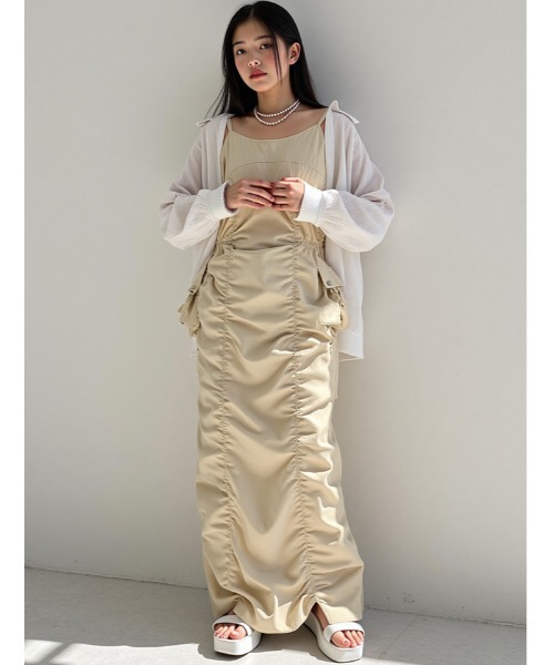 fifth（フィフス）の「カーゴギャザーキャミワンピース（ワンピース・レディース・ブラック/グレー/ライトベージュ・M）」の3枚目の写真