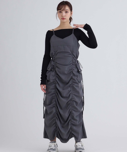 fifth（フィフス）の「カーゴギャザーキャミワンピース（ワンピース・レディース・ブラック/グレー/ライトベージュ・M）」の7枚目の写真