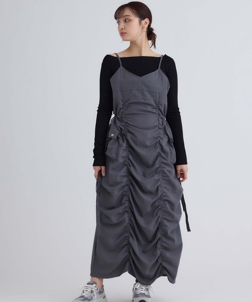 fifth（フィフス）の「カーゴギャザーキャミワンピース（ワンピース・レディース・ブラック/グレー/ライトベージュ・M）」の8枚目の写真