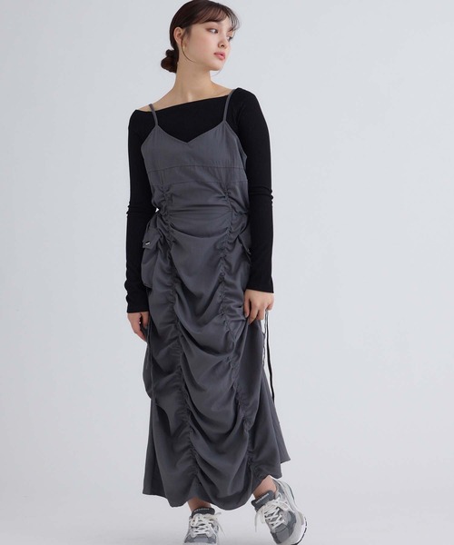 fifth（フィフス）の「カーゴギャザーキャミワンピース（ワンピース・レディース・ブラック/グレー/ライトベージュ・M）」の9枚目の写真