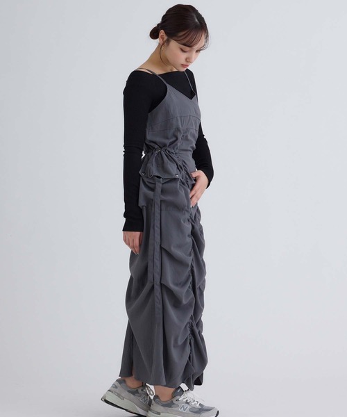 fifth（フィフス）の「カーゴギャザーキャミワンピース（ワンピース・レディース・ブラック/グレー/ライトベージュ・M）」の10枚目の写真