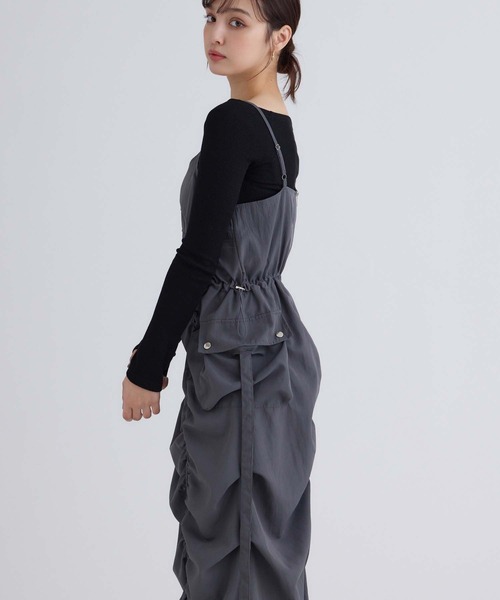fifth（フィフス）の「カーゴギャザーキャミワンピース（ワンピース・レディース・ブラック/グレー/ライトベージュ・M）」の13枚目の写真