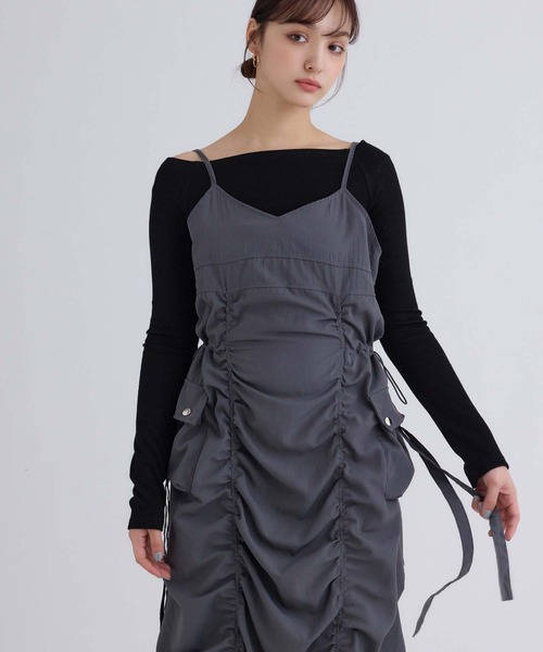 fifth（フィフス）の「カーゴギャザーキャミワンピース（ワンピース・レディース・ブラック/グレー/ライトベージュ・M）」の14枚目の写真