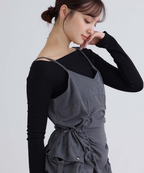 fifth（フィフス）の「カーゴギャザーキャミワンピース（ワンピース・レディース・ブラック/グレー/ライトベージュ・M）」の19枚目の写真