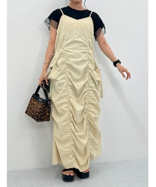 fifth（フィフス）の「カーゴギャザーキャミワンピース（ワンピース・レディース・ブラック/グレー/ライトベージュ・M）」の5枚目の写真