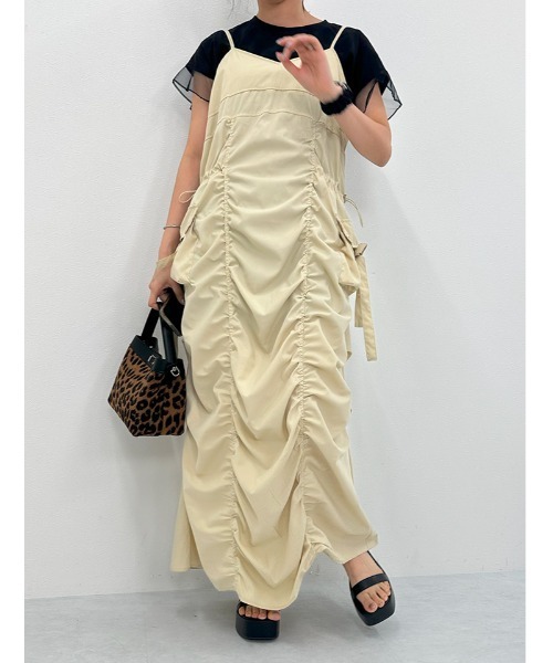 fifth（フィフス）の「カーゴギャザーキャミワンピース（ワンピース・レディース・ブラック/グレー/ライトベージュ・M）」の6枚目の写真