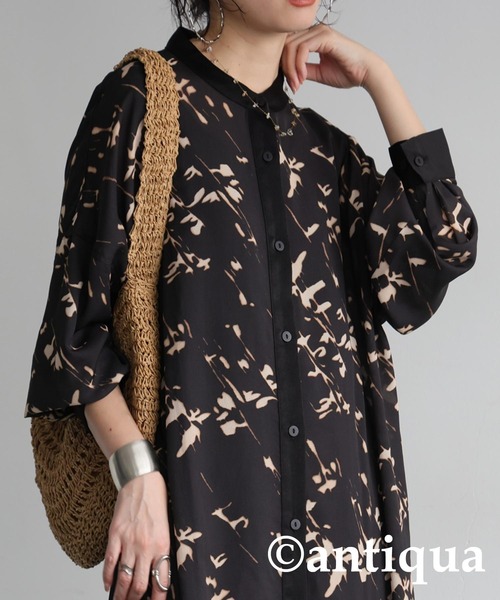 antiqua(アンティカ)の「レイヤードワンピース(シャツワンピース・レディース・ブラック・ONESIZE)」の2枚目の写真