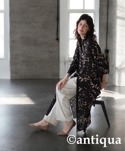 antiqua(アンティカ)の「レイヤードワンピース(シャツワンピース・レディース・ブラック・ONESIZE)」の10枚目の写真