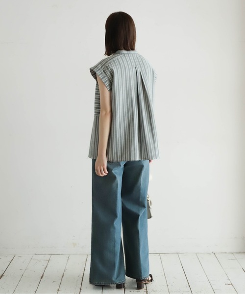 NOMBRE IMPAIR（ノンブルアンペール）の「ストライプローン　切替タックブラウス（シャツ/ブラウス・レディース・ブラウン/ブラック・FREE）」の19枚目の写真