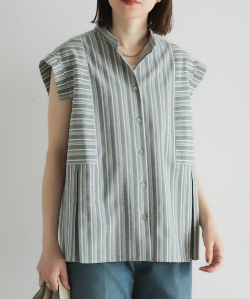 NOMBRE IMPAIR（ノンブルアンペール）の「ストライプローン　切替タックブラウス（シャツ/ブラウス・レディース・ブラウン/ブラック・FREE）」の21枚目の写真