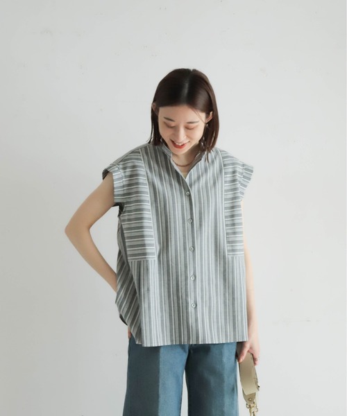 NOMBRE IMPAIR（ノンブルアンペール）の「ストライプローン　切替タックブラウス（シャツ/ブラウス・レディース・ブラウン/ブラック・FREE）」の20枚目の写真