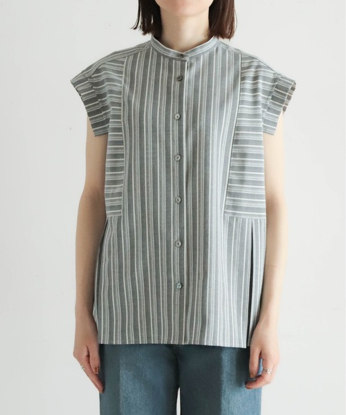 NOMBRE IMPAIR（ノンブルアンペール）の「ストライプローン　切替タックブラウス（シャツ/ブラウス・レディース・ブラウン/ブラック・FREE）」の12枚目の写真