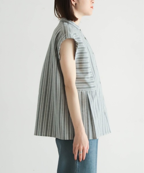 NOMBRE IMPAIR（ノンブルアンペール）の「ストライプローン　切替タックブラウス（シャツ/ブラウス・レディース・ブラウン/ブラック・FREE）」の13枚目の写真