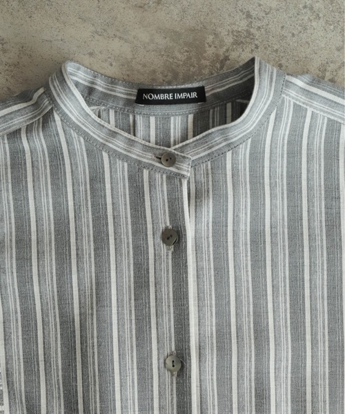 NOMBRE IMPAIR（ノンブルアンペール）の「ストライプローン　切替タックブラウス（シャツ/ブラウス・レディース・ブラウン/ブラック・FREE）」の17枚目の写真