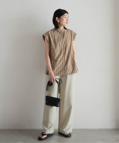 NOMBRE IMPAIR（ノンブルアンペール）の「ストライプローン　切替タックブラウス（シャツ/ブラウス・レディース・ブラウン/ブラック・FREE）」の5枚目の写真