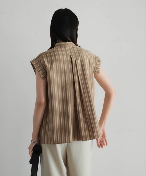 NOMBRE IMPAIR（ノンブルアンペール）の「ストライプローン　切替タックブラウス（シャツ/ブラウス・レディース・ブラウン/ブラック・FREE）」の7枚目の写真