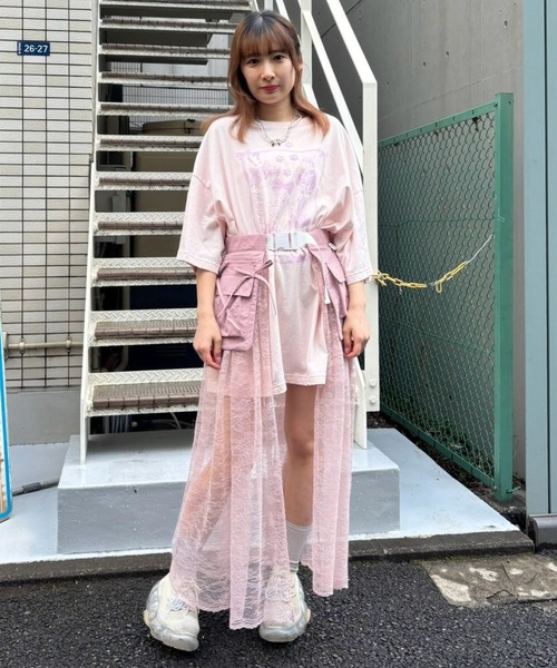 Candy Stripper（キャンディストリッパー）の「MEOW MEOW CLUB BIG BIG Tシャツ（Tシャツ/カットソー・レディース・ブラック/ライトブルー/オフホワイト/ピンク・FREE）」の10枚目の写真