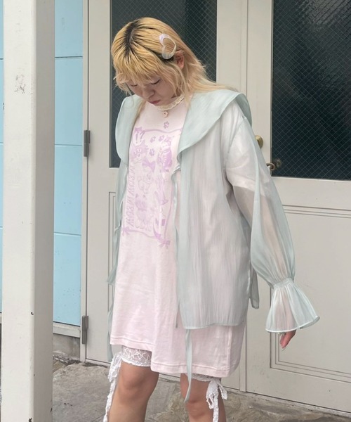 Candy Stripper（キャンディストリッパー）の「MEOW MEOW CLUB BIG BIG Tシャツ（Tシャツ/カットソー・レディース・ブラック/ライトブルー/オフホワイト/ピンク・FREE）」の16枚目の写真