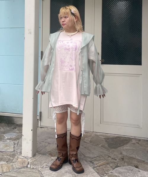 Candy Stripper（キャンディストリッパー）の「MEOW MEOW CLUB BIG BIG Tシャツ（Tシャツ/カットソー・レディース・ブラック/ライトブルー/オフホワイト/ピンク・FREE）」の17枚目の写真