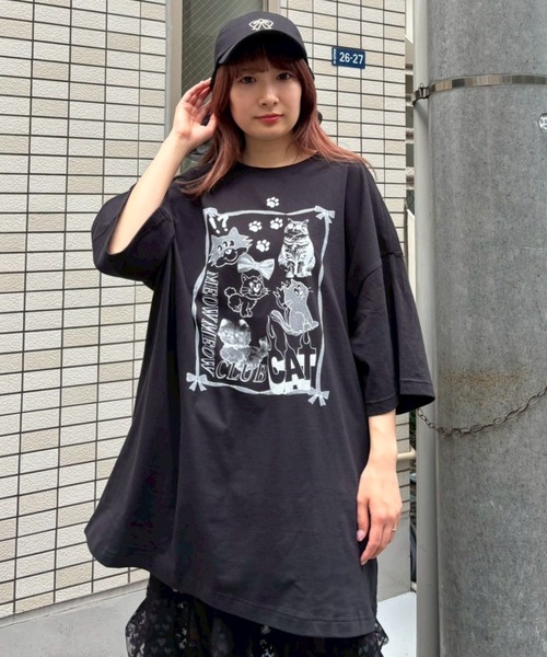 Candy Stripper（キャンディストリッパー）の「MEOW MEOW CLUB BIG BIG Tシャツ（Tシャツ/カットソー・レディース・ブラック/ライトブルー/オフホワイト/ピンク・FREE）」の12枚目の写真