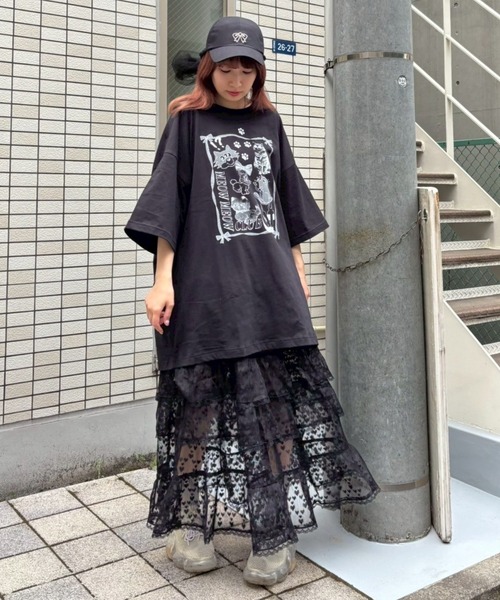 Candy Stripper（キャンディストリッパー）の「MEOW MEOW CLUB BIG BIG Tシャツ（Tシャツ/カットソー・レディース・ブラック/ライトブルー/オフホワイト/ピンク・FREE）」の15枚目の写真