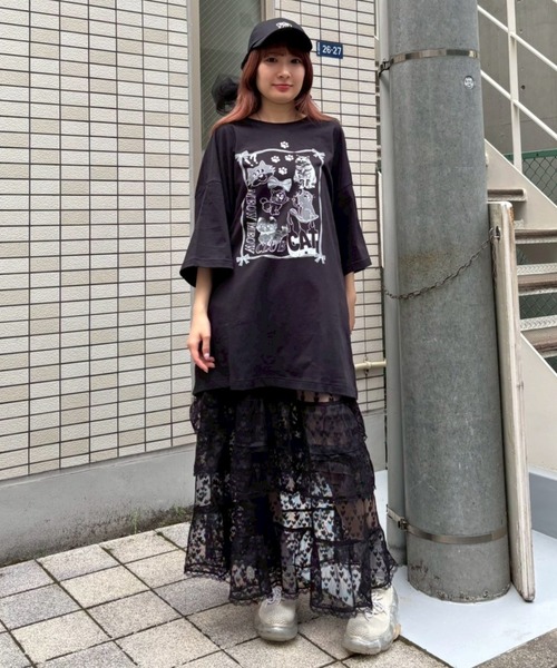 Candy Stripper（キャンディストリッパー）の「MEOW MEOW CLUB BIG BIG Tシャツ（Tシャツ/カットソー・レディース・ブラック/ライトブルー/オフホワイト/ピンク・FREE）」の14枚目の写真