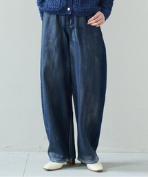 IEDIT | ＩＥＤＩＴ　キラリと新鮮　箔（はく）プリントがほのかに映える　ゆるテーパードデニムパンツ(デニムパンツ)