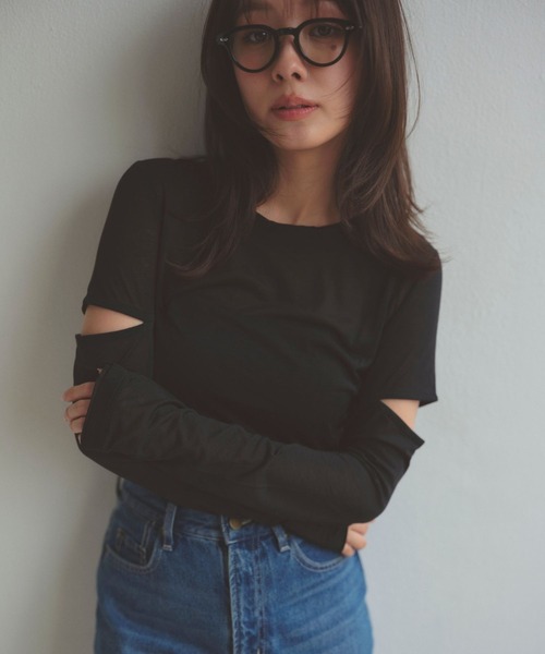 N WITH.(エヌウィズ)の「スリットロングTEE(Tシャツ/カットソー・レディース・ブラック/ホワイト・FREE)」の9枚目の写真